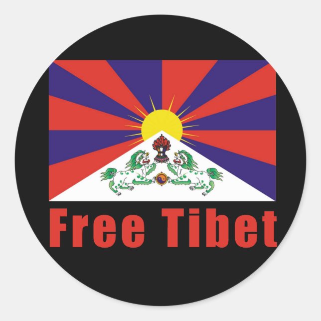 Sticker Rond Drapeau Tibet libre (Devant)