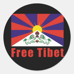 Sticker Rond Drapeau Tibet libre