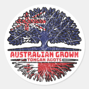Sticker Rond Drapeau Tonga Tongan Australian Tree Roots