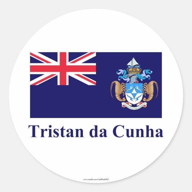 Sticker Rond Drapeau Tristan da Cunha avec nom (Devant)