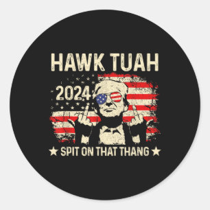 Sticker Rond Drapeau Trump 2024 Drôle Drôle Drôle Hawk Tush Mid