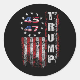 Sticker Rond Drapeau Trump américain Made Trump 45 47 T