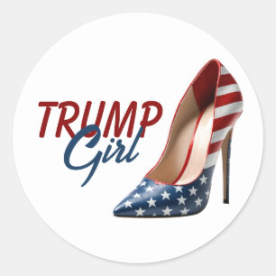 Sticker Rond Drapeau TRUMP GIRL talons hauts