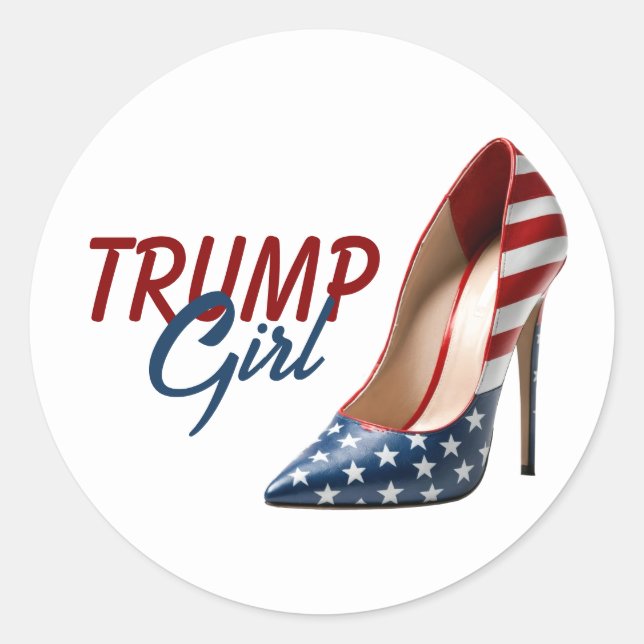 Sticker Rond Drapeau TRUMP GIRL talons hauts (Devant)