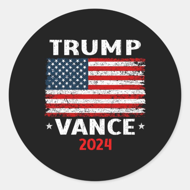 Sticker Rond Drapeau Trump Vance 2024 Vp Vice-Président (Devant)