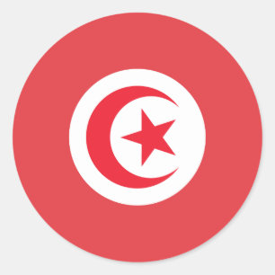 Sticker Rond Drapeau tunisien