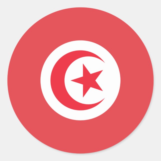 Sticker Rond Drapeau tunisien (Devant)