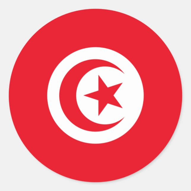 Sticker Rond Drapeau tunisien, Drapeau tunisien (Devant)