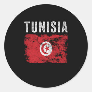 Sticker Rond Drapeau tunisien en détresse - Drapeau tunisien