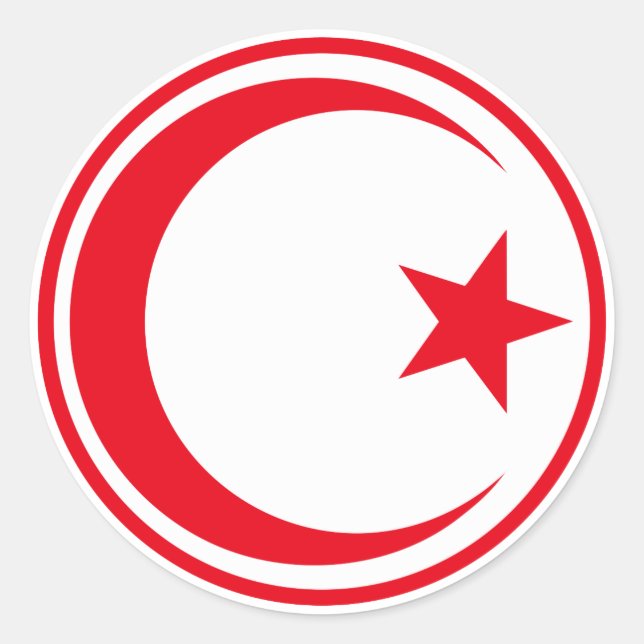 Sticker Rond Drapeau tunisien rond symbole rond armée nat (Devant)