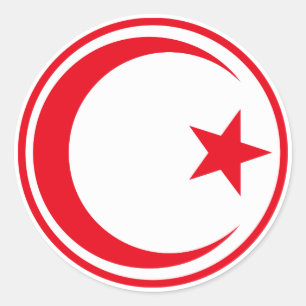 Sticker Rond Drapeau tunisien rond symbole rond armée nat
