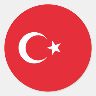 Sticker Rond Drapeau turc