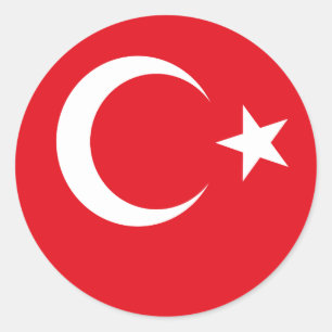 Sticker Rond Drapeau turc