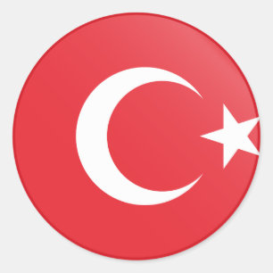 Sticker Rond Drapeau turc