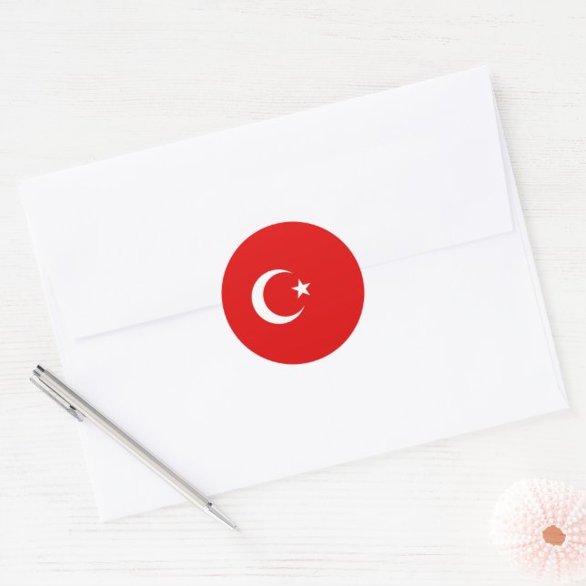Sticker Rond Drapeau turc (Enveloppe)