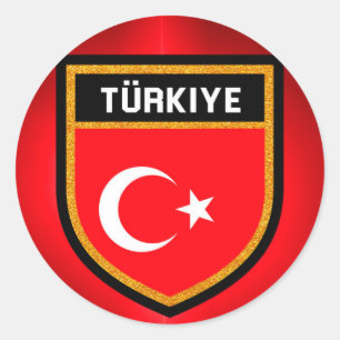 Sticker Rond Drapeau turc