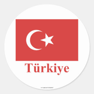 Sticker Rond Drapeau turc avec nom en turc