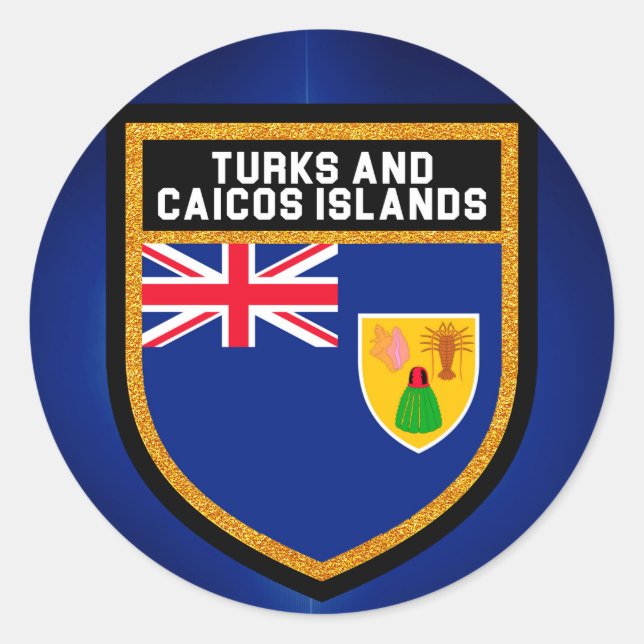Sticker Rond Drapeau Turcs Et Caicos (Devant)