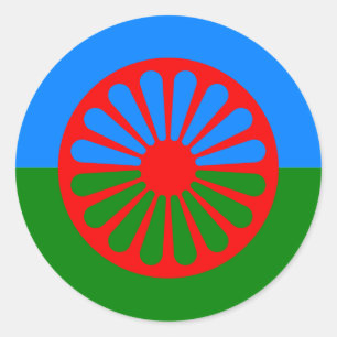 Sticker Rond Drapeau tzigane romani officiel