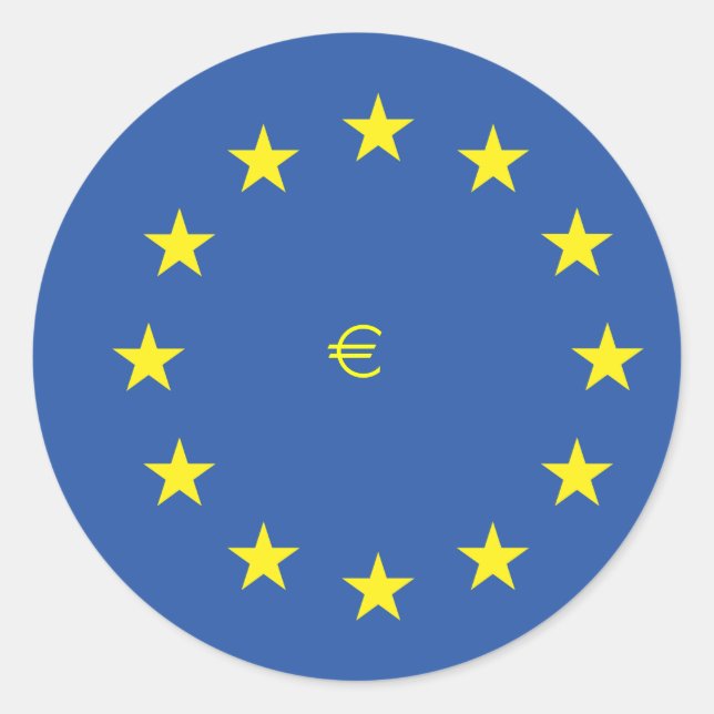 Sticker Rond Drapeau UE.avec symbole EURO (Devant)