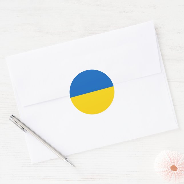 Sticker Rond Drapeau ukrainien (Enveloppe)