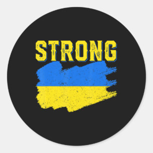Sticker Rond Drapeau Ukrainien Avec Ukraine Femmes Hommes Rétro