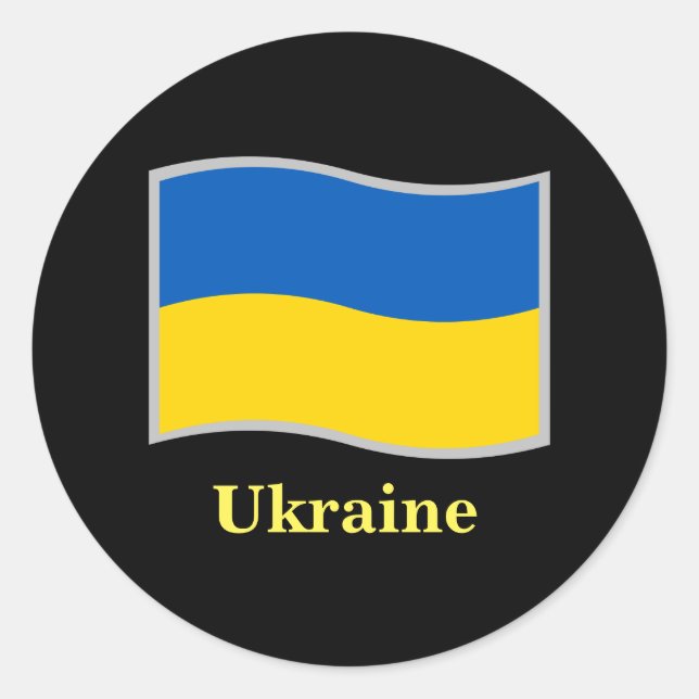 Sticker Rond Drapeau ukrainien brandissant (Devant)