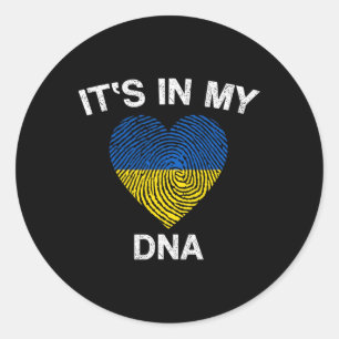 Sticker Rond Drapeau Ukrainien C'est Dans Mon Adn Drapeau De L'