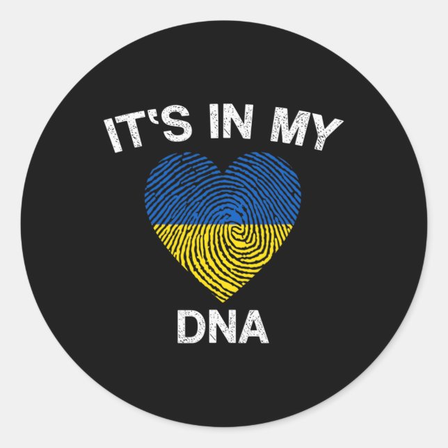Sticker Rond Drapeau Ukrainien C'est Dans Mon Adn Drapeau De L' (Devant)