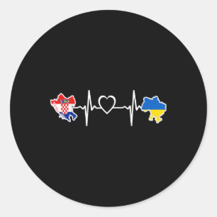 Sticker Rond Drapeau ukrainien croate - Ukraine Croatie Batteme