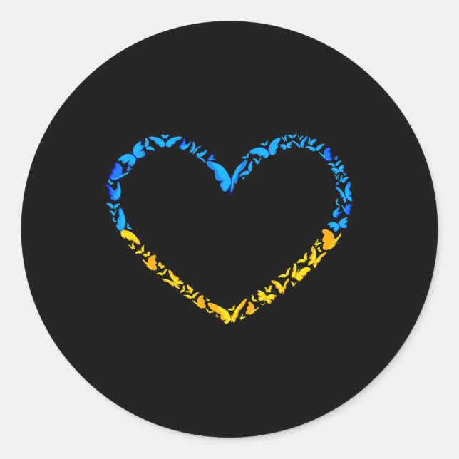 Sticker Rond Drapeau ukrainien Paix Drapeau ukrainien Papillon  (Devant)