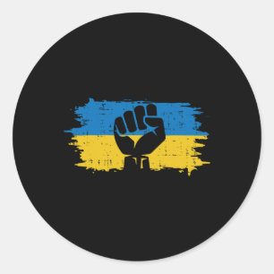 Sticker Rond Drapeau ukrainien Poing Résistance ukrainienne Man