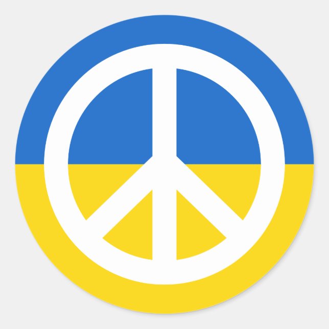 Sticker Rond drapeau ukrainien symbole de paix Ukraine anti gue (Devant)