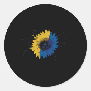 Sticker Rond Drapeau ukrainien Tournesol Ukraine libre Femmes F