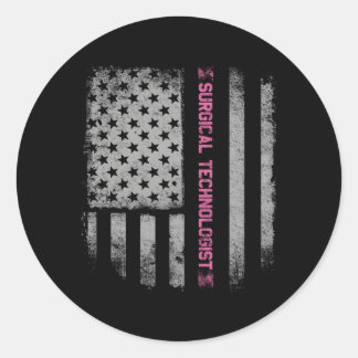 Sticker Rond Drapeau US, Technologue chirurgical