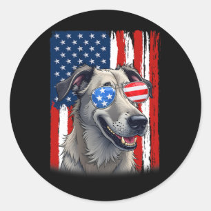 Sticker Rond Drapeau Usa Amérique Irlandaise Wolfhound Chien 4