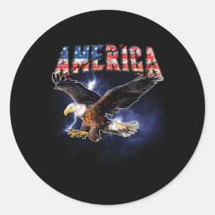 Sticker Rond Drapeau Usa Amérique Police Aigle Flashes Pour Hom
