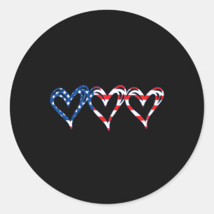 Sticker Rond Drapeau Usa Cœurs Patriotiques Américains Forces A
