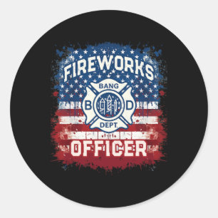 Sticker Rond Drapeau Usa Directeur de la sécurité Pyro Te