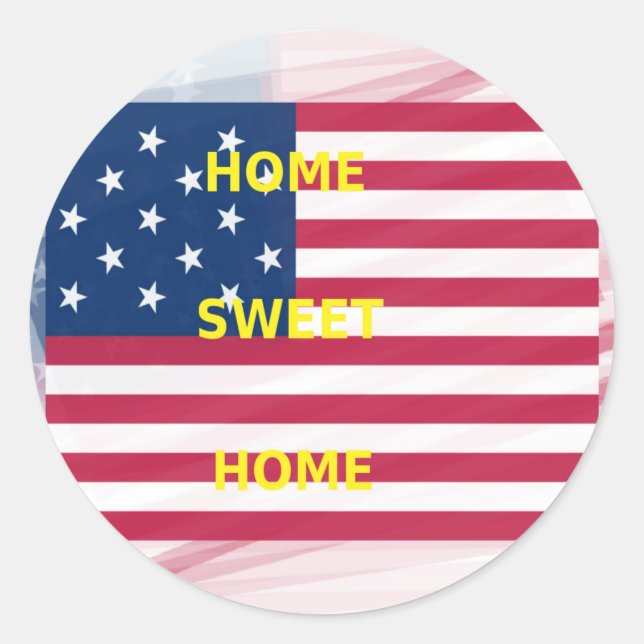 Sticker Rond Drapeau USA "Home Sweet Home" Art Imprimer (Devant)