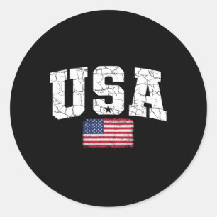 Sticker Rond Drapeau Usa Patriotique 4 Juillet Jour De L'Amériq