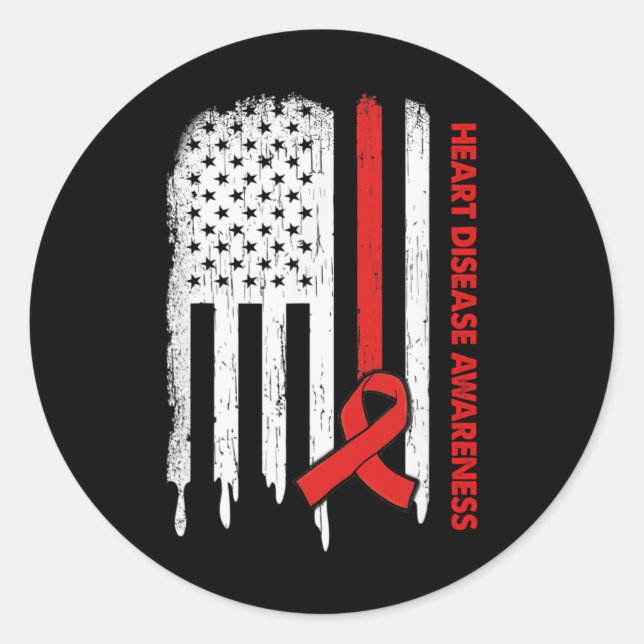 Sticker Rond Drapeau Usa Rouge Ruban Sensibilisation aux maladi (Devant)