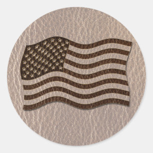 Sticker Rond Drapeau USA Soft en cuir