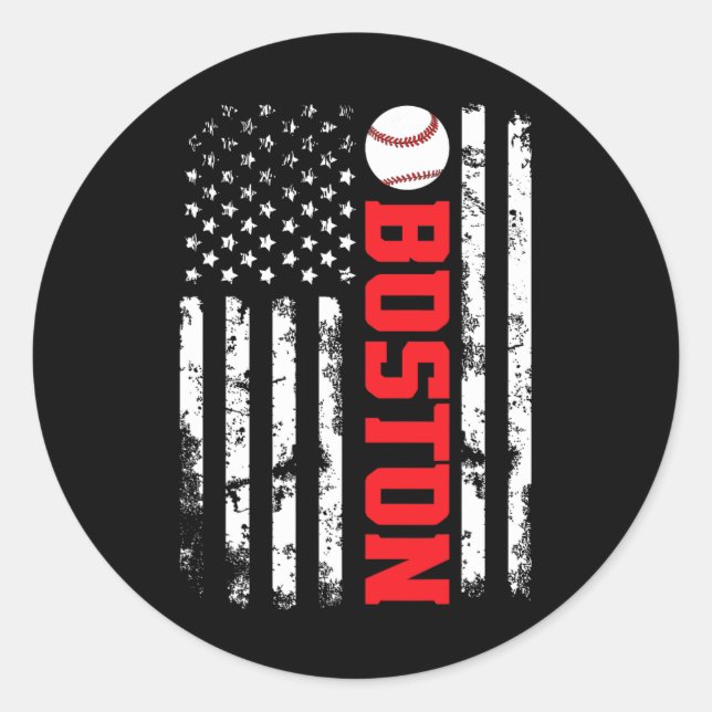 Sticker Rond Drapeau Usa Vente Boston  (Devant)