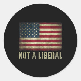Sticker Rond Drapeau Usa Vintage Pas Libéral 4 Juillet Conserva