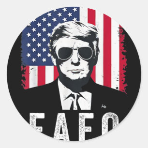 Sticker Rond Drapeau Usa Vintage Trump Fafo Patriotique Rétro 4