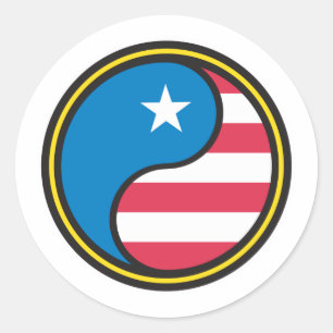 Sticker Rond Drapeau USA Yin Yang