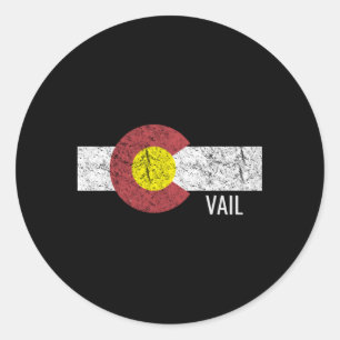 Sticker Rond Drapeau Vail du Colorado Ski désorganisé