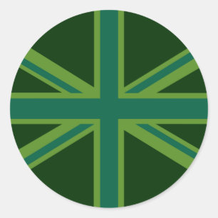 Sticker Rond Drapeau vert Union Jack