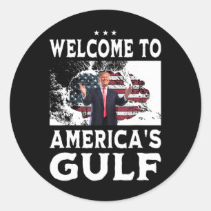 Sticker Rond Drapeau vintage américain Bienvenue dans le Golfe